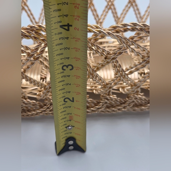 Vintage Woven Brass Oblong Basket Brass Crafters India 17"x5"x4" - Picture 9 of 10